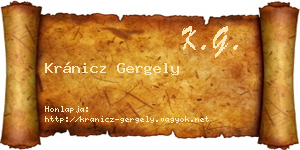 Kránicz Gergely névjegykártya
